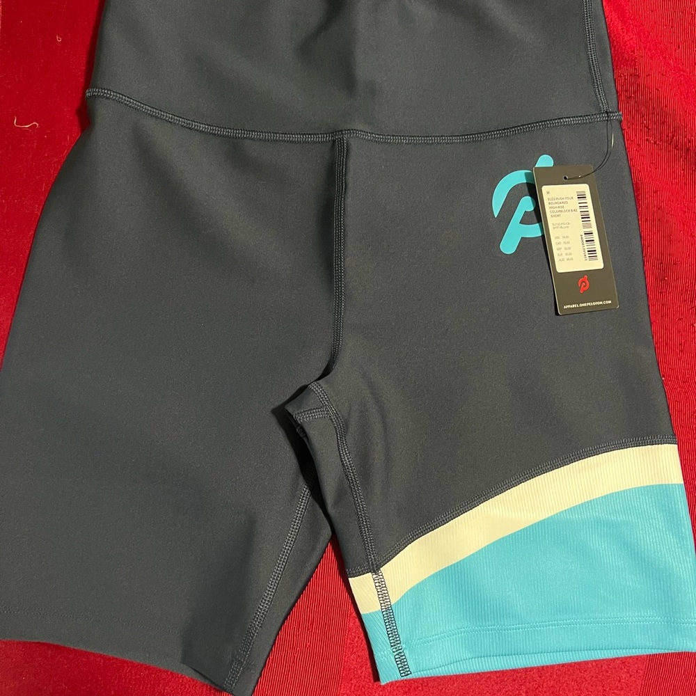 NEW SOLD OUT PELOTON Push Your Boundaries High-Rise Bike Short BLUE MEDIUM